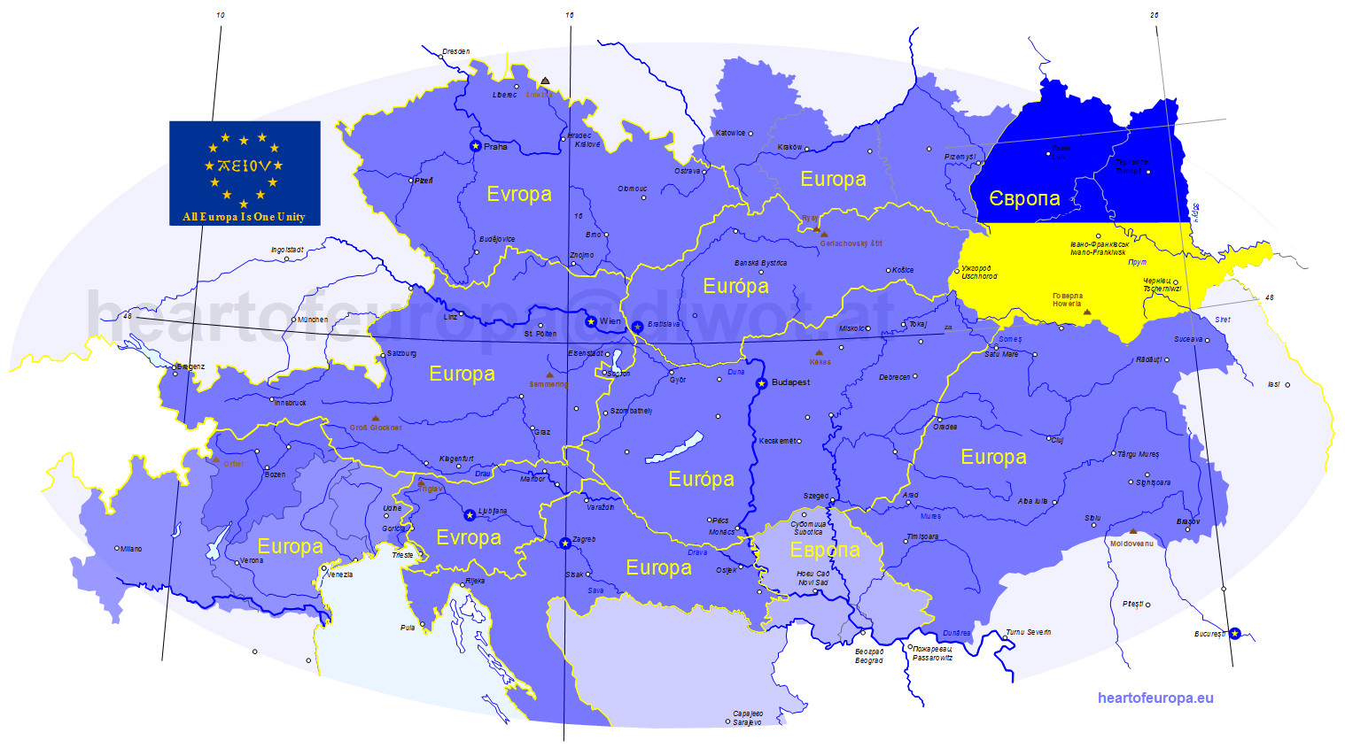 Map Modern Heart of Europa