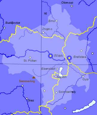 Centrope region Austria-Hungary-Slovakia-Czechia in the Heart of Europa